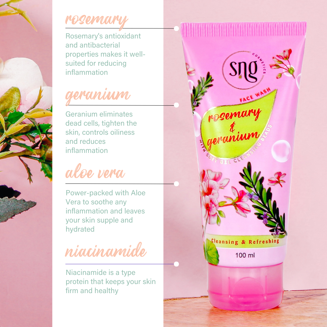 Lavender and Waterlily Shower Gel + Rosemary and Geranium Facewash (500ml + 100ml)