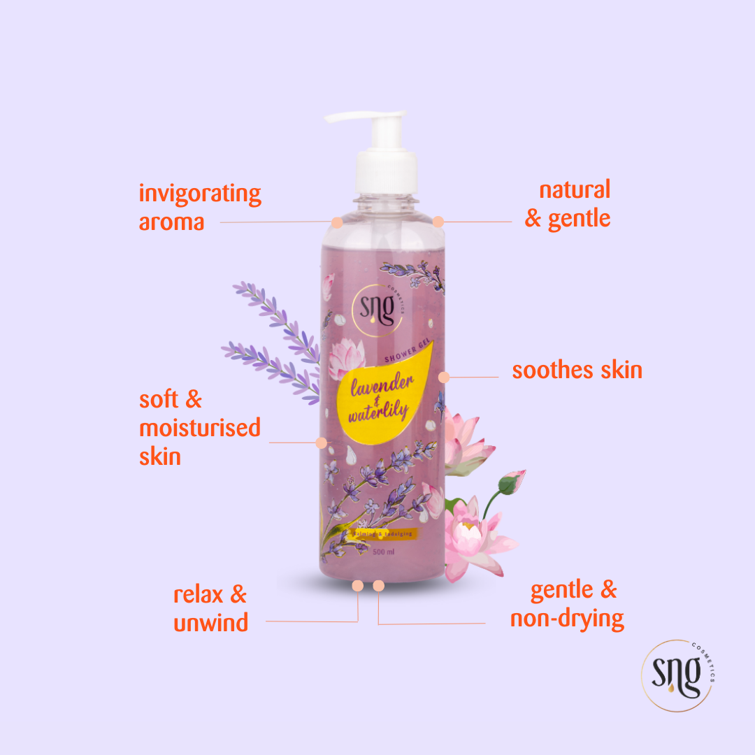 Lavender and Waterlily Shower Gel + Rosemary and Geranium Facewash (500ml + 100ml)