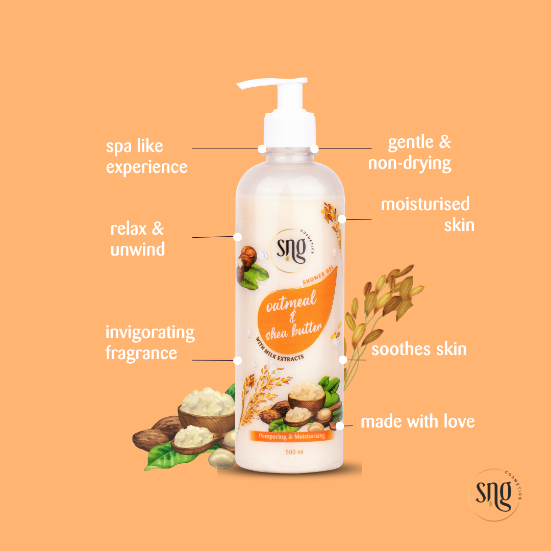 Oatmeal & Shea Butter Shower Gel + Honey & Saffron Facewash (500ml + 100ml)