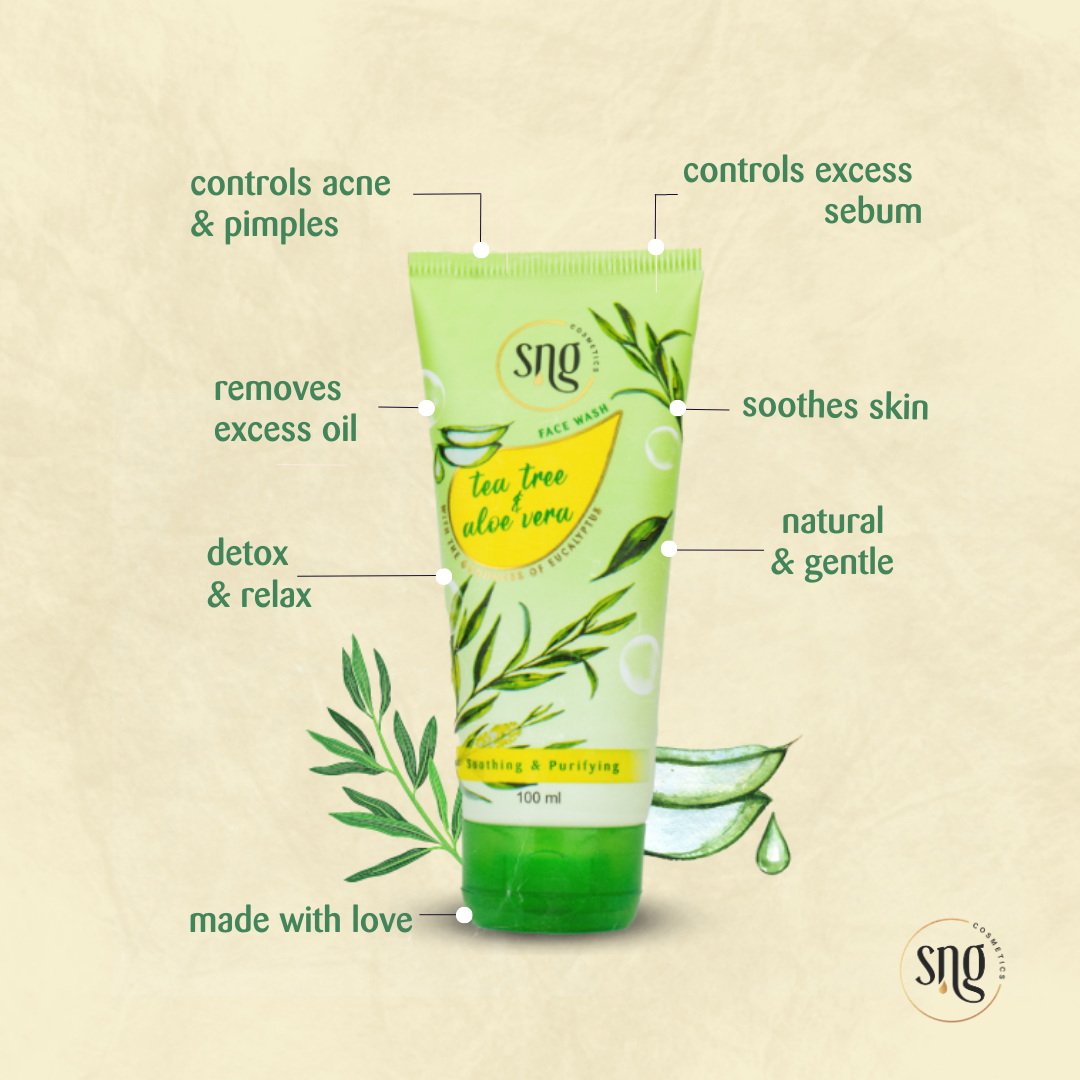 Tea Tree & Aloevera Facewash + Aloevera and Vitamin E Light Hydra Boost Face Moisturiser (100ml + 150ml)