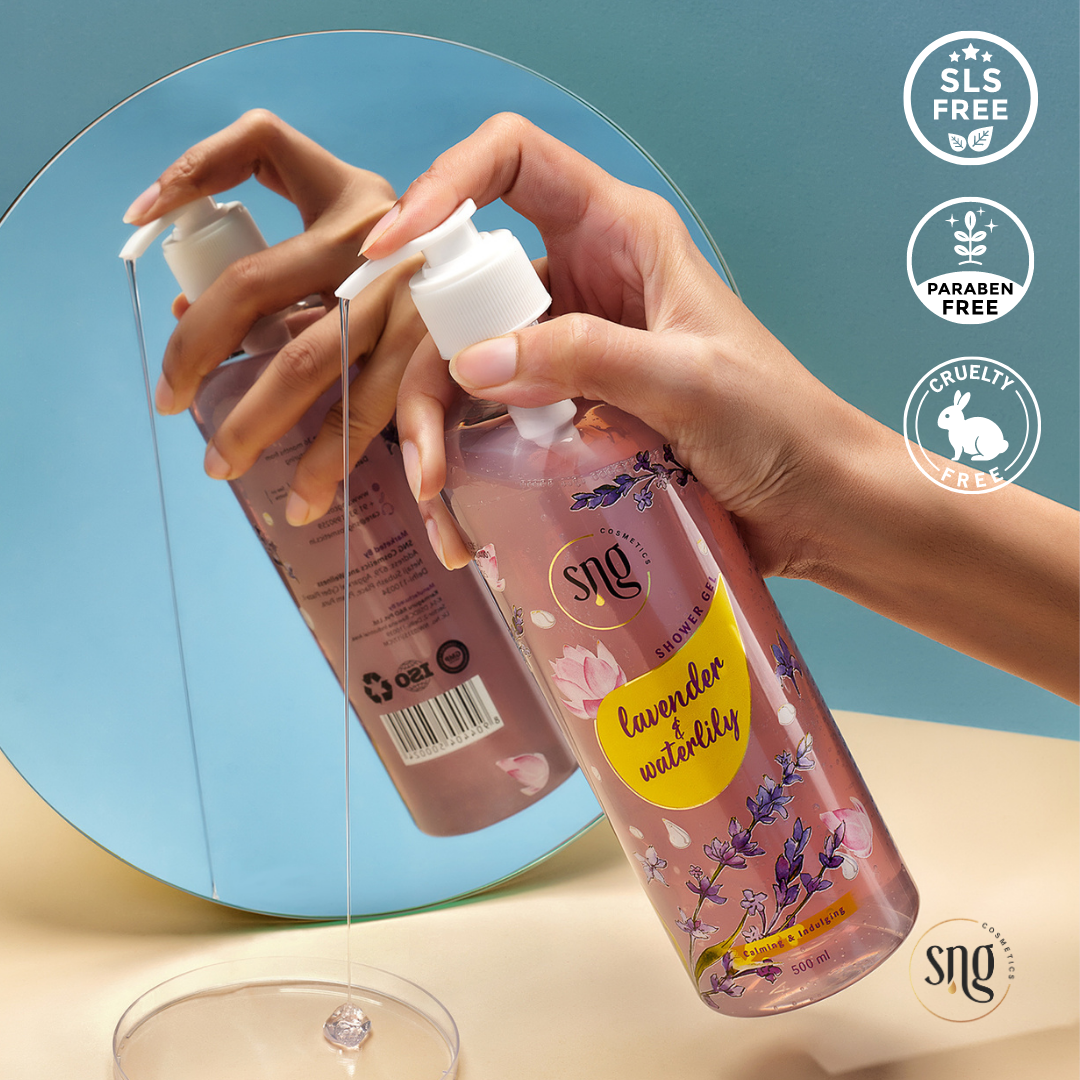 Lavender and Waterlily Shower Gel + Rosemary and Geranium Facewash (500ml + 100ml)