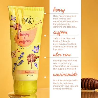 Honey & Saffron Facewash + Rosemary & Geranium Facewash + Aloevera & Vitamin E Body Lotion (100ml + 100ml + 300ml)