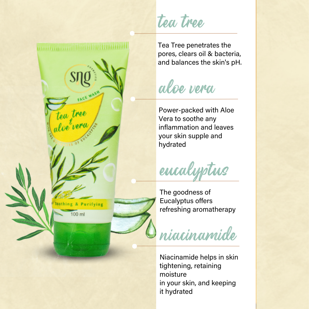 Tea Tree & Aloevera Facewash + Aloevera and Vitamin E Light Hydra Boost Face Moisturiser (100ml + 150ml)