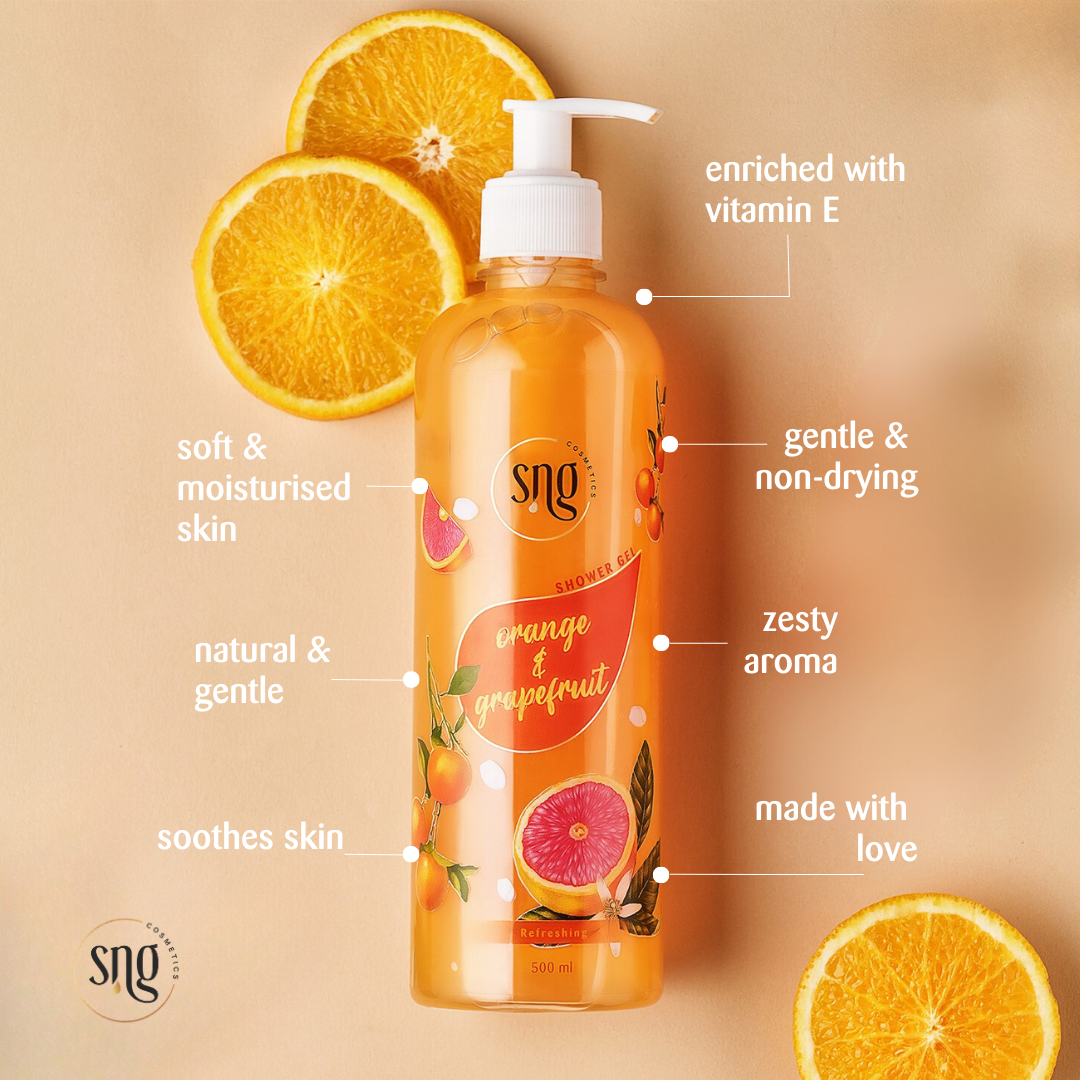 Orange & Grapefruit Shower Gel + Aloevera and Vitamin E Light Hydra Boost Body Lotion + Honey & Saffron Facewash (500ml + 150ml + 300ml)