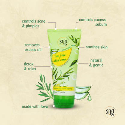 Oatmeal & Shea Butter Shower Gel + Aloevera and Vitamin E Light Hydra Boost Face Moisturiser + Tea Tree & Aloevera Facewash (500ml + 150ml + 100ml)