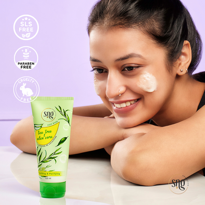 Tea Tree & Aloevera Facewash + Aloevera and Vitamin E Light Hydra Boost Face Moisturiser (100ml + 150ml)